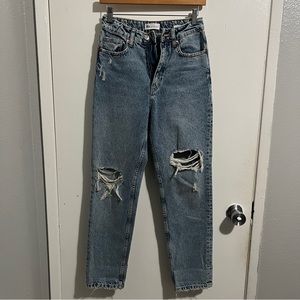 zara ripped mom jeans